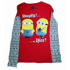 Despicable Me Size M 7 9 Juniors Minions Naughty Or Nice Long Sleeve Shirt NEW